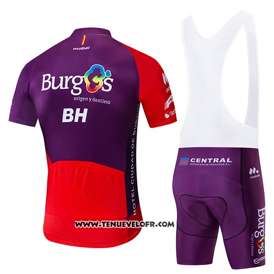 2019 Maillot Ciclismo Burgos BH Violet Rouge Manches Courtes et Cuissard